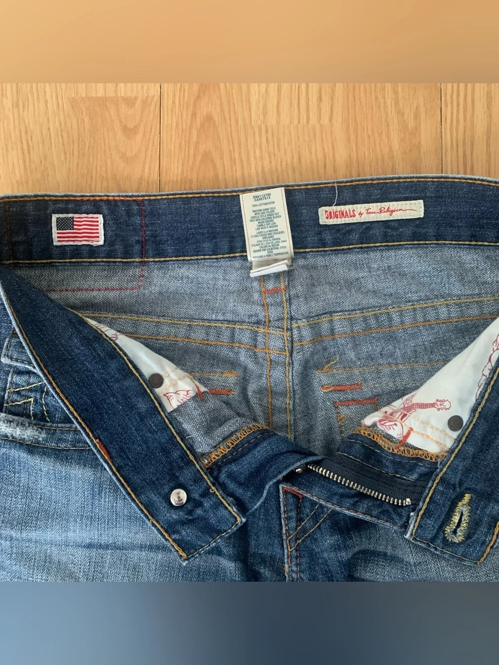VTG True Religion Ricky Jeans 30 Flap Pockets Blue Medium Wash 100% cotton Y2K
